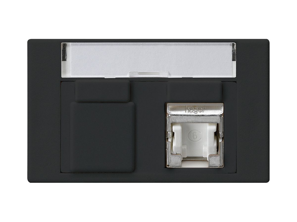 FLF-Steckdose Hager Kat.6 1RJ45/S schwarz