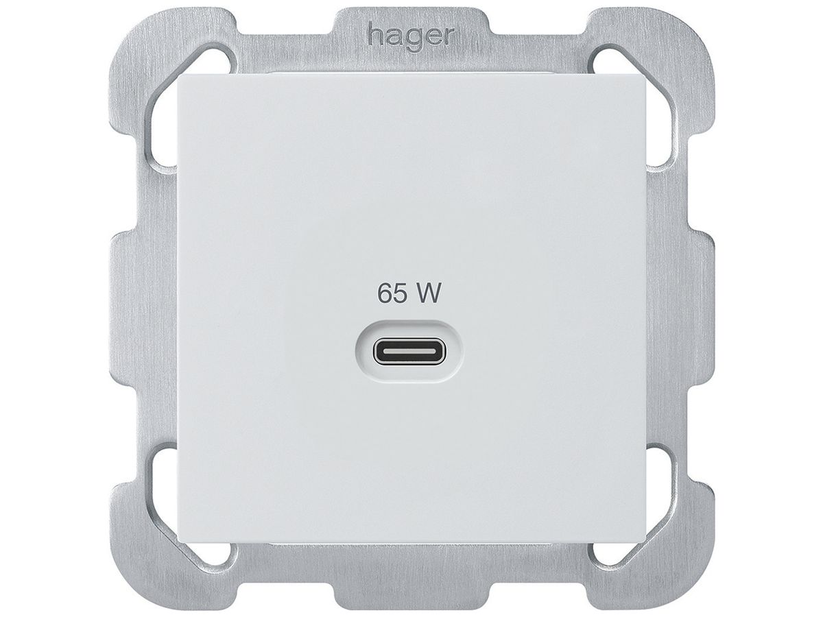 UP-USB-Ladesteckdose Hager kallysto Typ C 65W 3250mA weiss