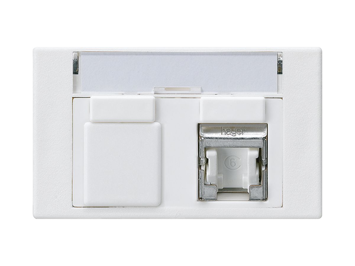 FLF-Steckdose Hager Kat.6 1RJ45/S weiss