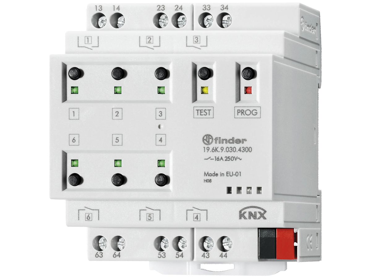 REG-KNX-Schaltaktor Finder, 6-Kanal, 16A/250V