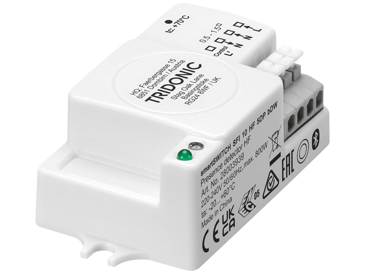 Präsenzmelder Tridonic smartSWITCH SFI 10 HF 5DP bDW weiss