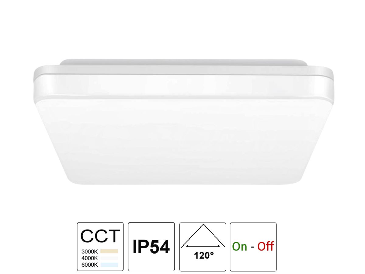 LED Decken/Wandleuchte ELGH SQUARE - 12W/IP54/3000-4000-6000K 220x220mm