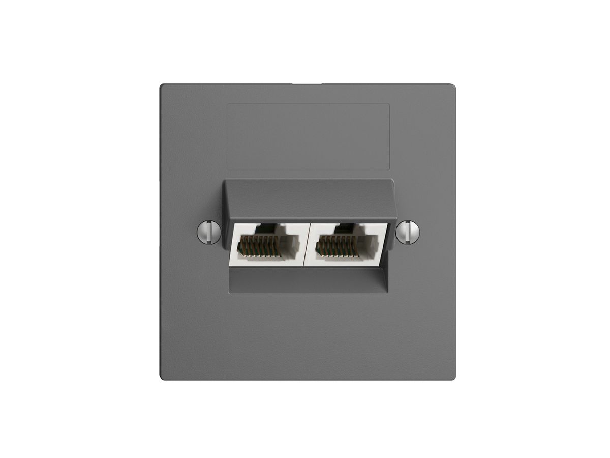UP-Dose 2×RJ45/u 8P getr. EDIZIOdue dunkelgrau, ITplus