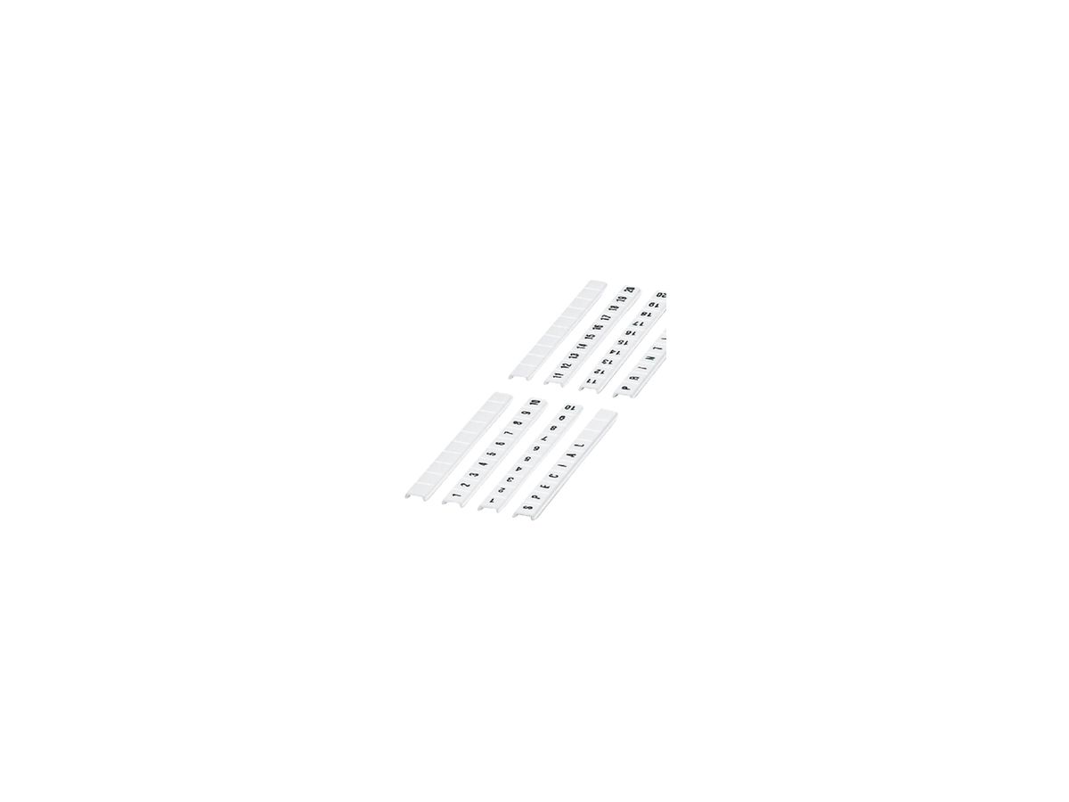 Zackband ZBF flach 91…100 weiss längs bedruckt mit 10 Schildchen 5mm