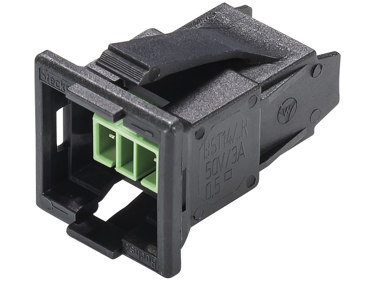 Buchse Wieland 2P schwarz/gn Snapin für Bus-KNX BST 14i2 F B1 R
