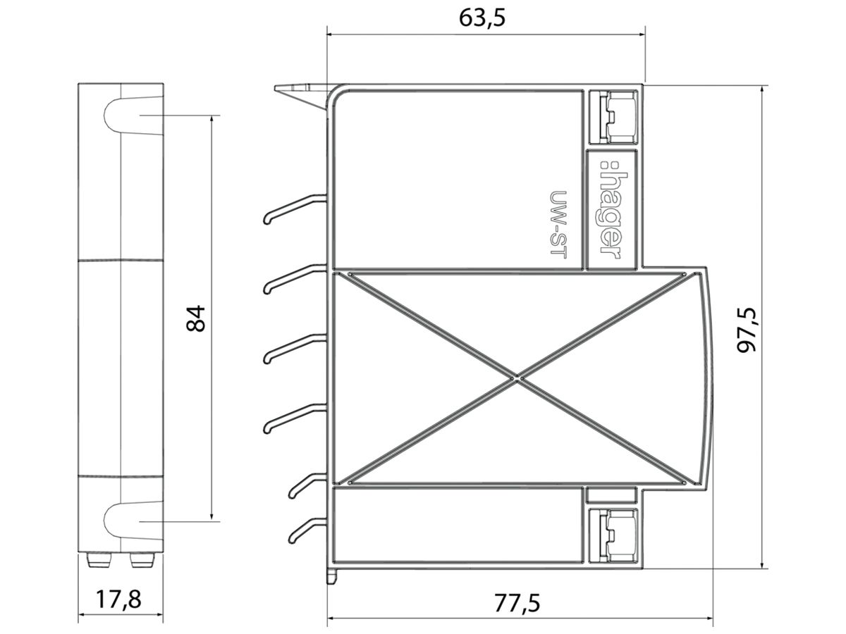 Schienentrennstück Hager uniway, 18mm