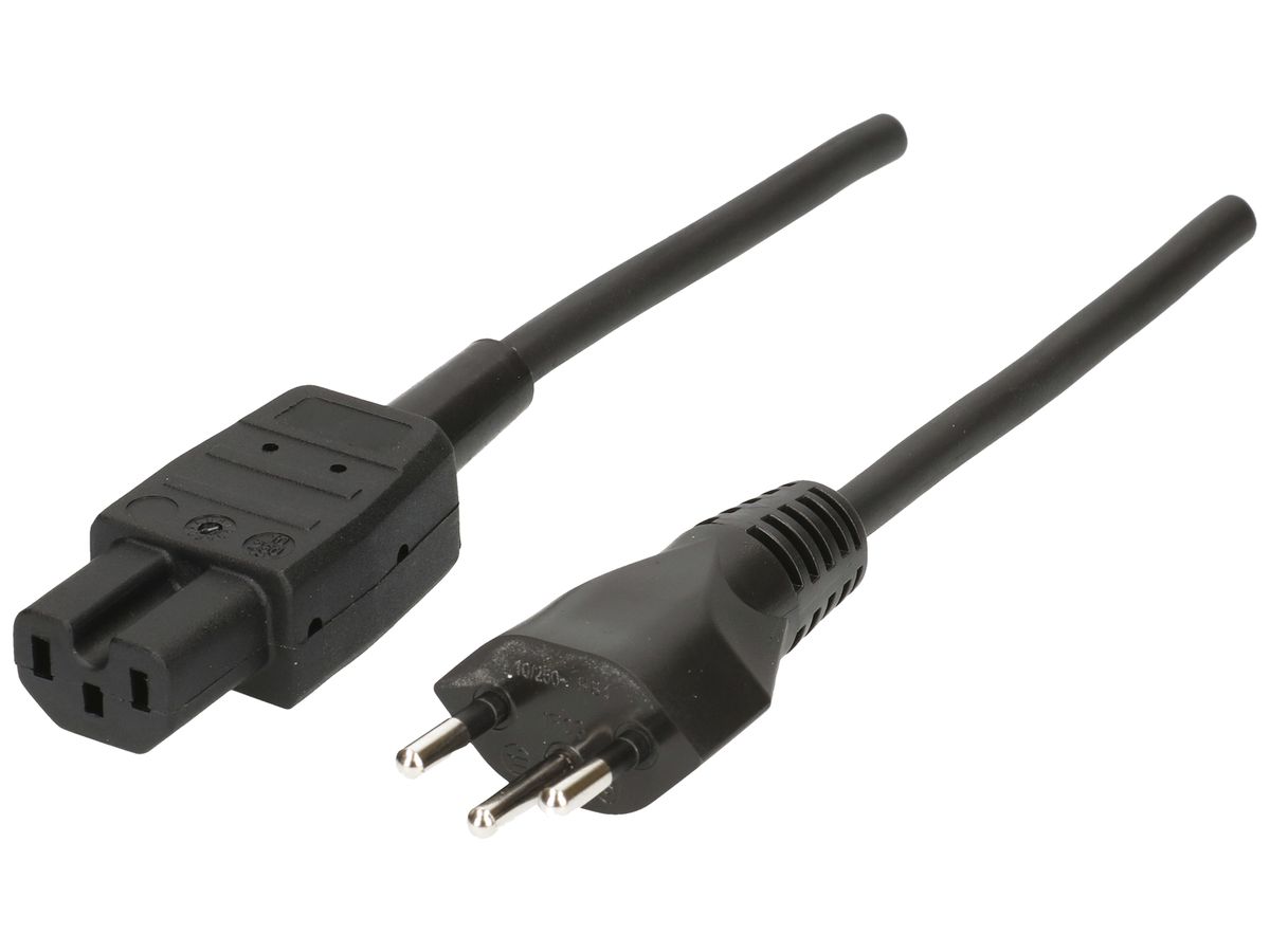 Apparatekabel MAX HAURI Gd 3×1mm² 2m schwarz Stecker T12/C15