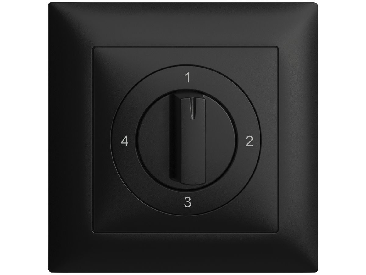 Frontset EDIZIOdue 1-2-3-4 schwarz 88×88mm für Drehschalter