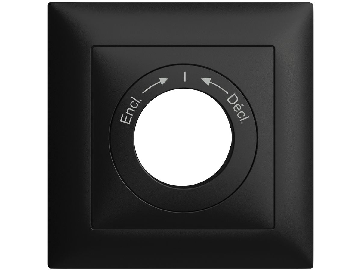 Frontset EDIZIOdue Encl.->I<-Décl. schwarz 88×88mm für Schwenktaster