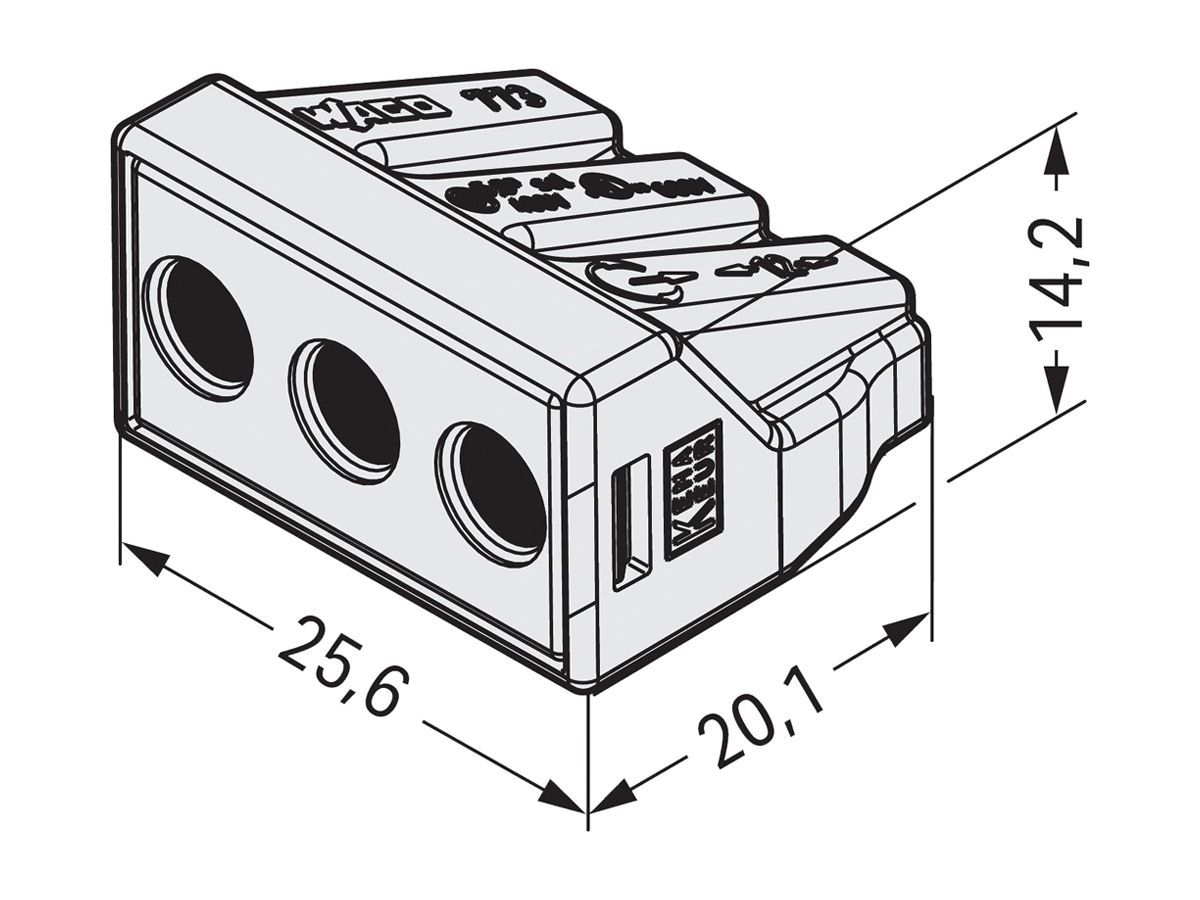 Verbindungsklemme WAGO 3P 0.75…2.5mm² Exe lichtgrau