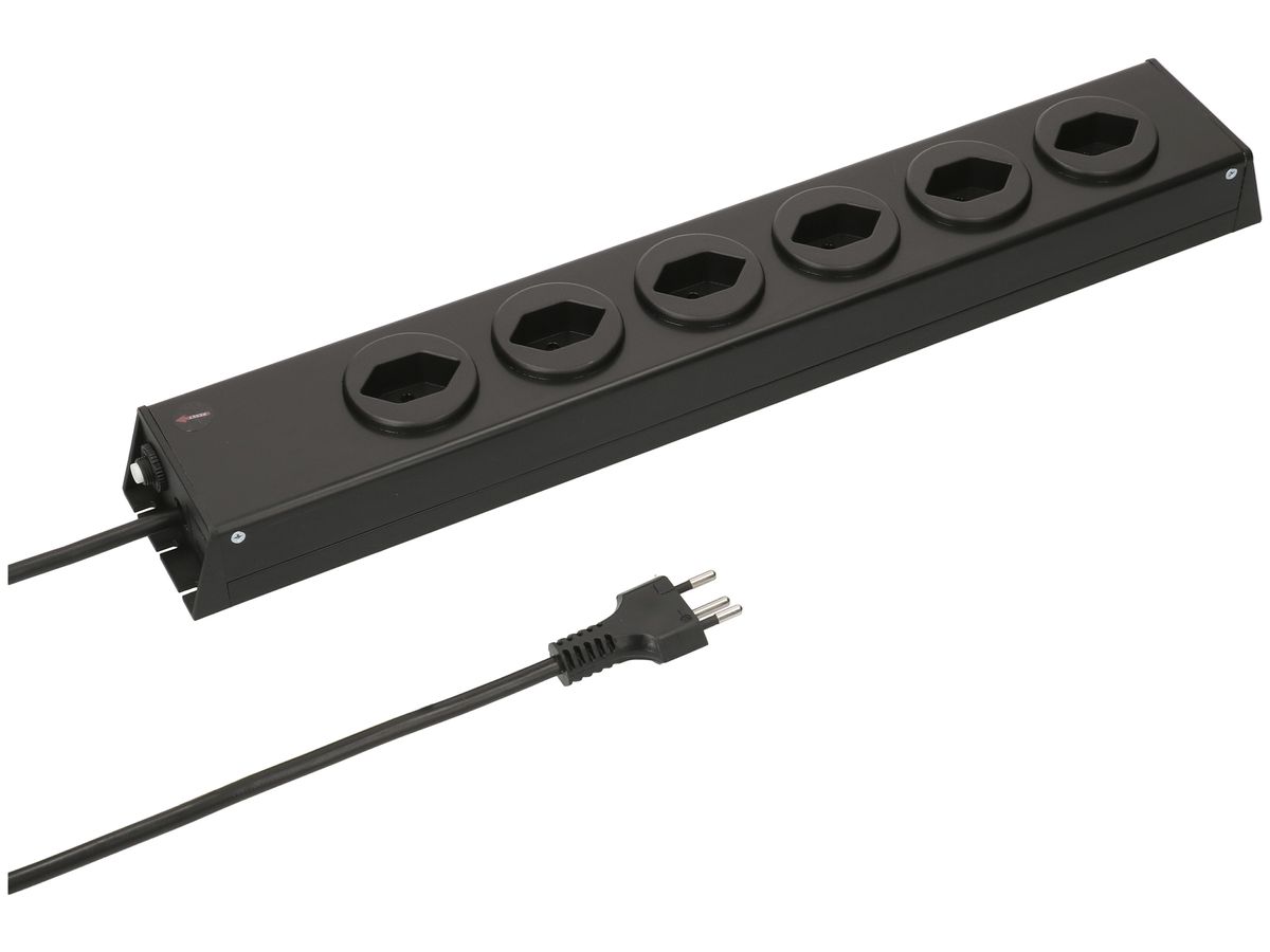Steckdosenleiste MAX HAURI Power-Line 6×T13 Td 3×1mm² 1.5m schwarz