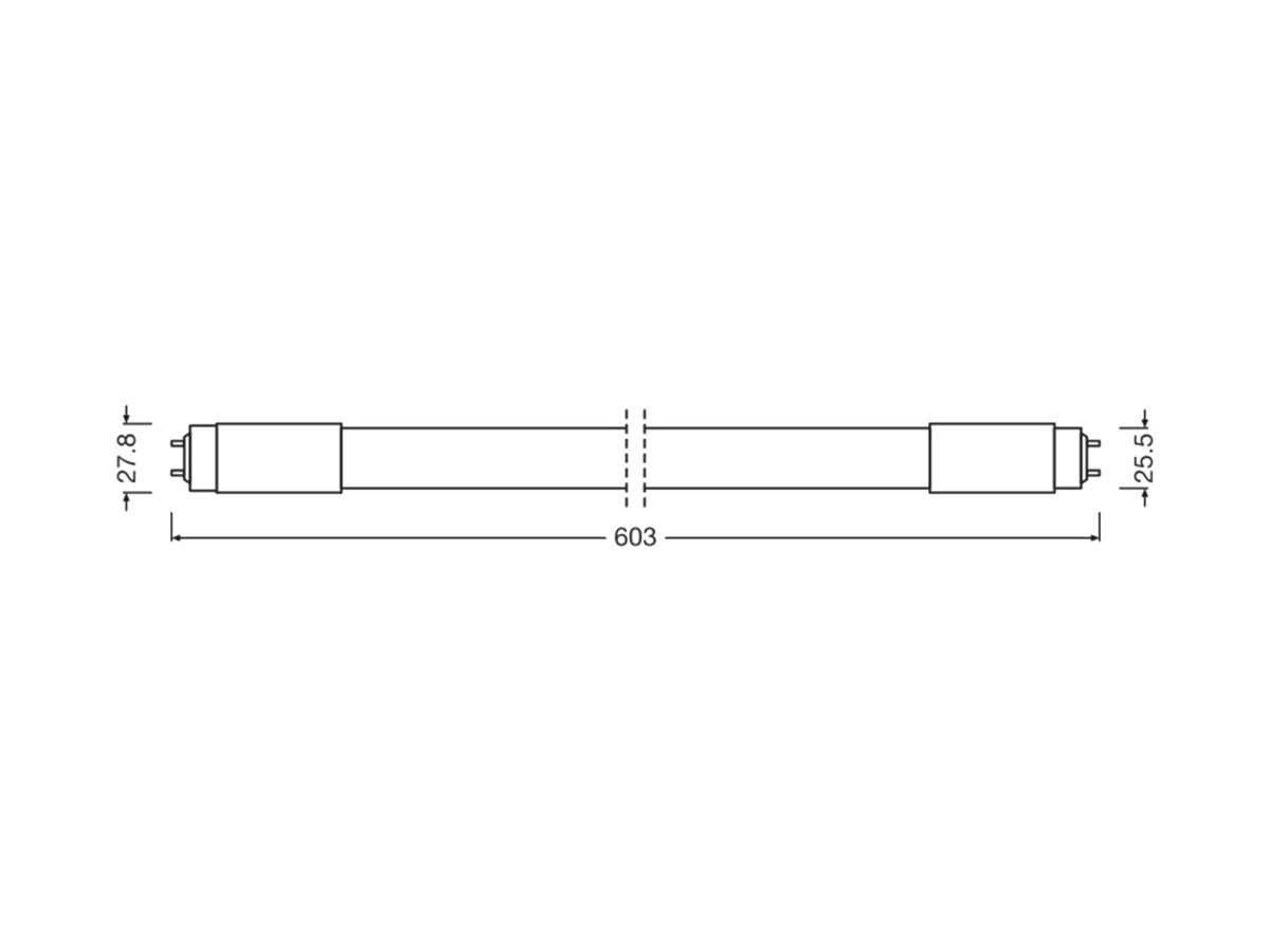 LED-Röhre LEDVANCE G13 7.5W 1100lm 4000K 590mm T8 mattiert