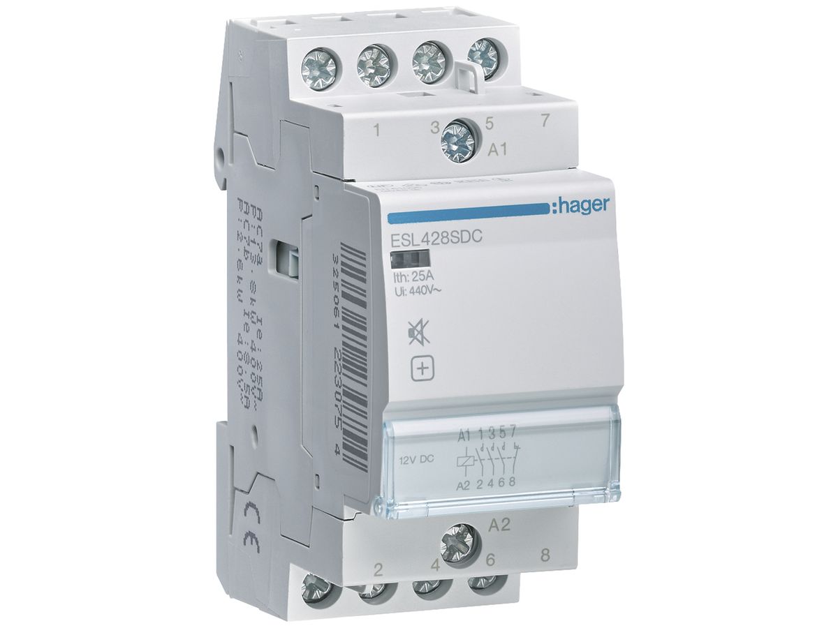 REG-Schütz Hager 12VDC 3 Schliesser 1 Öffner 25A brummfrei 2TE