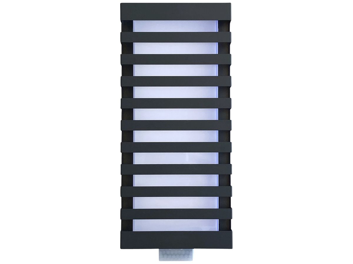 LED-Wandleuchte Z-Licht PIR LongLED L SEN 5.5W 500lm 3000K IP65 260×120mm anthr.