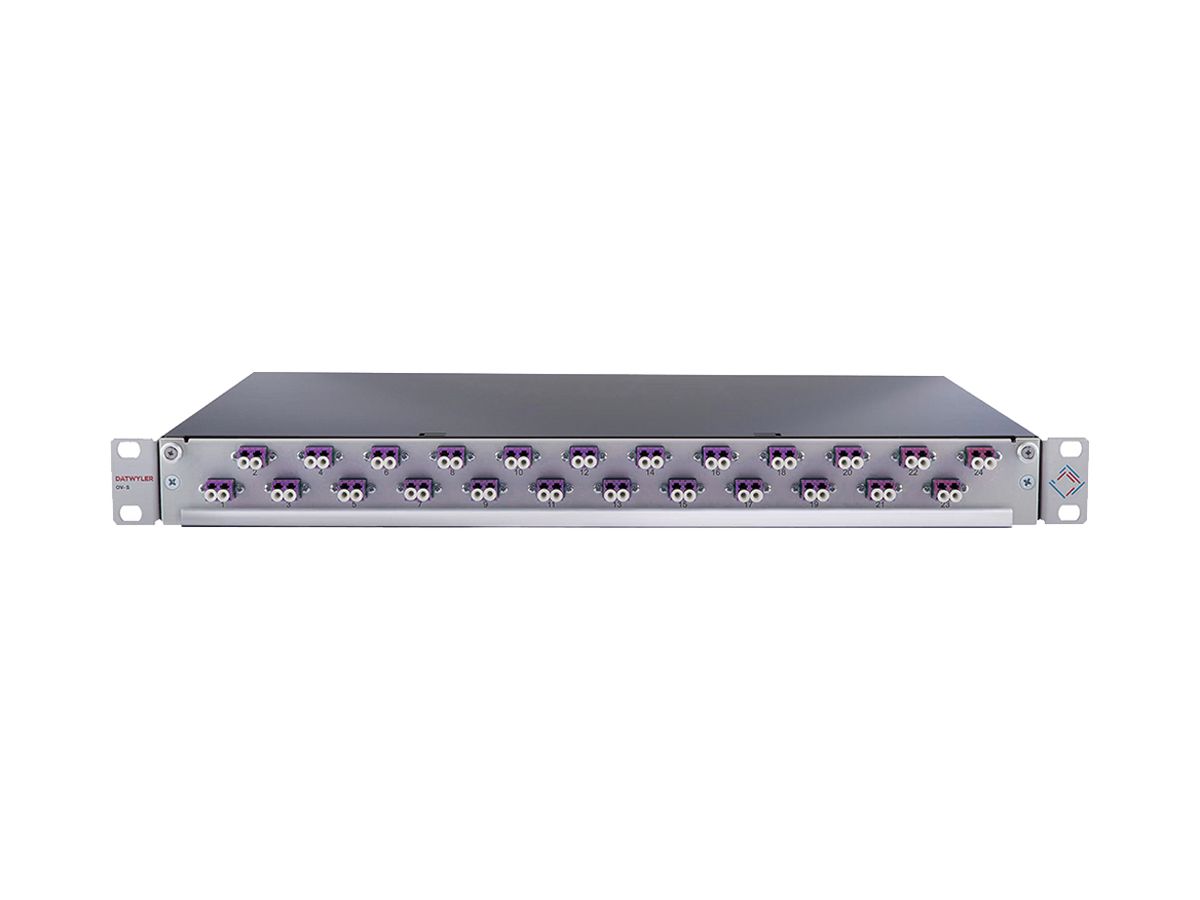 Breakoutbox 19" Dätwyler OV-SO 24×LCD/PC violett OM4 versetzt 1HE grau